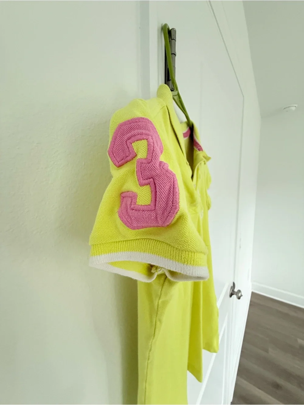 U.S. Polo Assn. Girls' Lime Yellow Polo Shirt with Pink Accent